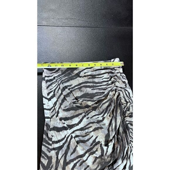 LNA WOMENS RUCHED RIBBED MINI SKIRT GREY ZEBRA PRINT SIZE S NEW P1-45 - Picture 7 of 11